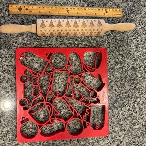 Red Christmas Multi Cookie Cutter Set And Roller
